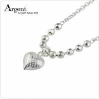【ARGENT銀飾】愛心系列「連珠桃心 格紋 」純銀項鍊