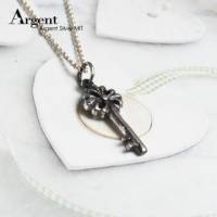 【ARGENT銀飾】鑰匙系列「優雅花鑰」純銀項鍊 染黑款 單條價