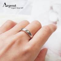 【ARGENT銀飾】美鑽系列「藏鑽-白K金 男戒 」純銀戒指 版寬4mm