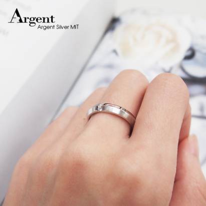 【ARGENT銀飾精品】K白金真鑽系列－男戒「深情雙眸(R48男.寬版)」14K金戒指2鑽 Diamond 結婚戒指