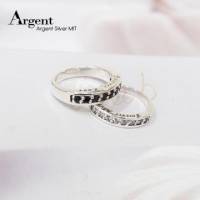 【ARGENT銀飾】情人對戒系列「永恆相戀」純銀戒指 一對價 男黑鑽 女白鑽