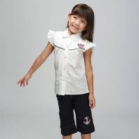 CHEROKEE 女童短袖襯衫 白