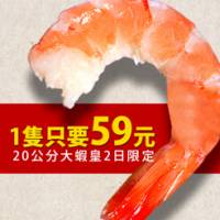 【原價129限時2天↘59】超大20cm生凍の大草蝦皇。50~60g 隻