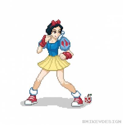Disney公主與Capcom女性格鬥元素所結合的圖像