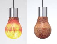 傳統木藝與現代工業的結合，極薄木片燈泡
