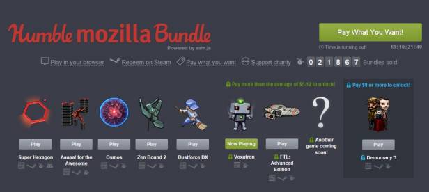 體驗在 Web 平台暢玩遊戲的樂趣吧！ Mozilla 宣布與 Humble Bundle 合作提供 Firefox 瀏覽器暢玩八款高人氣獨立遊戲
