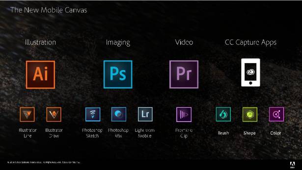 Adobe 釋出多款免費行動設備專用創作工具，希望讓瞬間的創意能快速化為創作