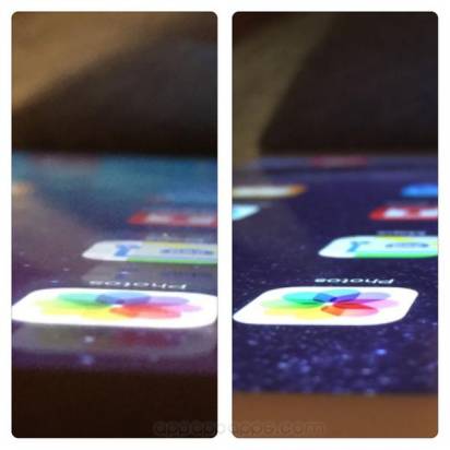 一幅相展示 iPad Air 2 和 iPad Air 螢幕的極大差別